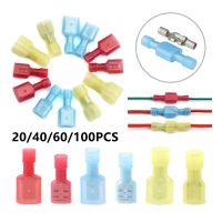 20/40/60/100Pcs Spade Terminals Crimp Wire Cable Connectors Nylon Fully Insulated Male Female Electrical Crimping Terminator Kit