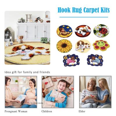 Latch Hook Rug Kit Make Your Own Rug Butterfly Daisy Yarn &amp; Rug Printed Cushion Hobby DIY Canvas Crocheting Craft Carpet Acrylic N3M1