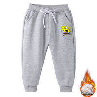 SpongeBob Boys Sweatpants หญิง Jogger 2021เด็กฤดูหนาวบวกกำมะหยี่หนาความอบอุ่น Boys กีฬาคู่ชั้นชุดกางเกงเด็กฤดูใบไม้ผลิกีฬาสบายๆกางเกง