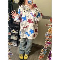 American hiphop popular logo pentagonal star fleece tide female autumn winter vibe countries ins more couples with velvet coat