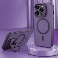 【Foldable Camera Protection/Matte Acrylic hard case/Purple color 】เคส compatible for iPhone 14 pro 13 pro max case