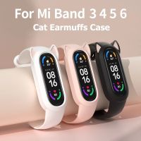 ดูอุปกรณ์เสริมสายนาฬิกาหูแมวสำหรับ Xiaomi Mi วง6 5 4 3เปลี่ยนสายรัดข้อมือสายรัดซิลิโคนแมวปิดหูกันหนาว Tpu