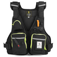 Multi-Pockets Fly Fishing Jacket Buoyancy Vest with Water Bottle Holder for Kayaking Sailing Boating Water Sports