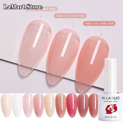 LaMart Store💅🏻【AILANUO】สีเจลเจลลี่ ไซรัปใส ยาทาเล็บสีนู้ดใส สีทาเล็บเจล เจลอำพัน โทนสีนู้ด สีสุขภาพดี สีเจล Jelly Nude Nail P-olish Gel UV/LED Nail Art Glue