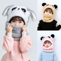 ✴  Children Cartoon Scarf Hat Girls Boys Scarf Thicken Cap Double Fleece Warmth Child Adult Parent-child Hat Kids Accessories