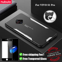 Nebula สำหรับ VIVO S1 Pro (6.38นิ้ว) ปลอกโลหะอะลูมินัมอัลลอย Matte เคสหลัง Anti-Scratch Hp VIVO S1 Pro โทรศัพท์มือถือกรณีแหวนป้องกันผู้ถือชุดทำความสะอาดหน้าจอฟรีกระจกเทมเปอร์สำหรับ VIVO S1 Pro