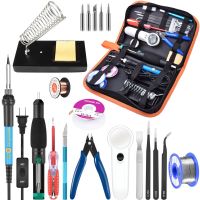 60W Adjustable Temperature Electric Soldering Iron Repair Kit With Tin Absorber, Magnifying Glass Pliers, Screwdriver Pliers