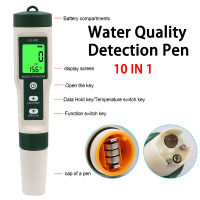 10 In 1ปากกาทดสอบคุณภาพน้ำในครัวเรือน Tap Water PH Tester ไฮโดรเจนที่อุดมไปด้วยน้ำทดสอบคุณภาพปากกา Ph/tds/ec/ ความเค็ม/อุณหภูมิ /S.g/orp/ H2/ความอุดมสมบูรณ์/ความต้านทาน