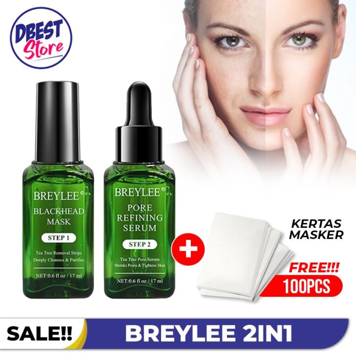 BREYLEE Step 1 Masker Penghilang Komedo Step 2 Serum Menyusut Pori-pori ...