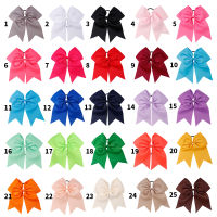 ncmama 25pcslot 7" Solid Cheer Bows Colorful Elastic Hair Band Grosgrain Ponytail Cheer Hairbow For Kids Girls Hair Accessories