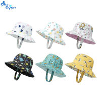 หมวกแก๊ปใส่ตกปลาเด็กวัย0-5ปีหมวกถังฤดูร้อนป้องกันแสงแดดพิมพ์ลายการ์ตูนหมวกบังแดดสำหรับเด็กหญิงเด็กชายวัย0-5ปี