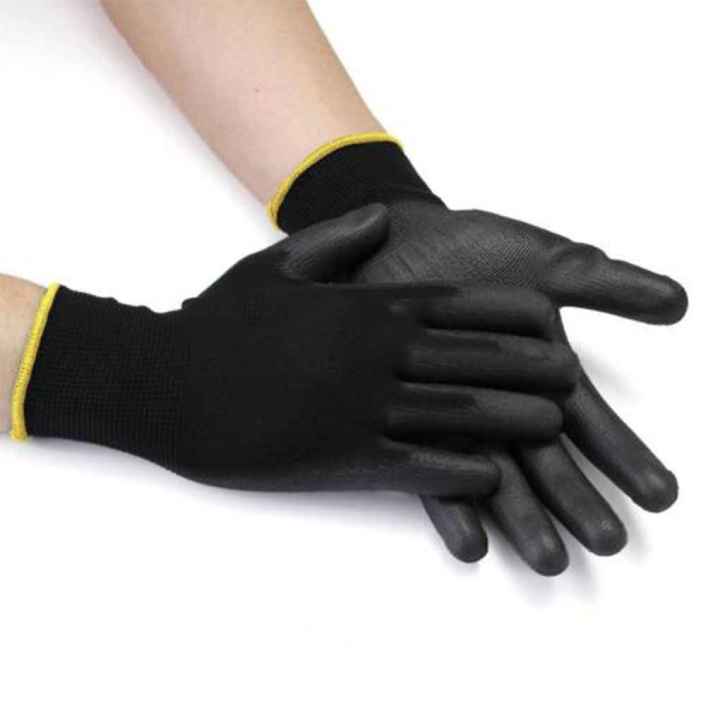 ถุงมือป้องกันฝ่ามือจับป้องกันไฟฟ้าสถิตย์เคลือบฝ่ามือทำจากไนลอน-pu-ถุงมือนิรภัย-nbsp