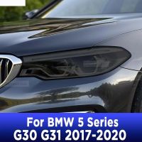 สติ๊กเกอร์ฟิล์มป้องกันฝาครอบป้องกันสีดำรมควันสำหรับ BMW 5 Series G31 G30 2017-2020แสงไฟหน้ารถ