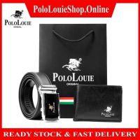 ✈✷ cri237 [Shop Malaysia] original polo louie mens smart gift set short bifold wallet casual automatic buckle strap belt