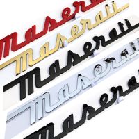 【car parts】สำหรับ Maserati ลำต้นแผ่นป้ายโลโก้สัญลักษณ์ป้ายลายมือเคลือบเงาสีดำสีแดงทองโครเมี่ยม Ghibli OEM สติกเกอร์ตรารถ