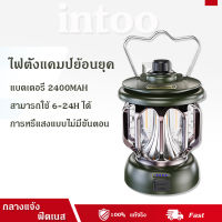 ตะเกียงแคมปิ้ง ตะเกียง LED 2400mAh Toprated Vintage lantern ไฟตั้งแคมป์ ตะเกียงจ้าพายุ แบบพกพา ชาร์จไฟได้ ไฟตะเกียง led