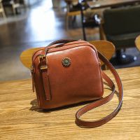 [Baozhihui]Vintage Casual Small Square Bags For Women Solid Color PU Leather Female Shoulder Crossbody Bag Double Zipper Handbags And Purse