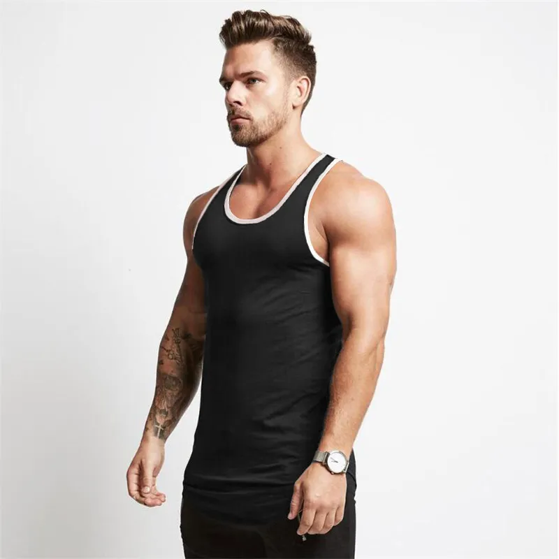 Gym Sport Tank Top Men Fitness Bodybuilding Workout Cotton Sleeveless Shirt  Male Summer Casual Stringer Singlet Solid Vest Tops
