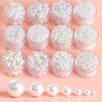 1000-50Pcs ABS Imitation Pearl Bright Straight Hole 3-12mm Multiple Colors DIY Round Bead for Jewelry Necklace Making Accessorie