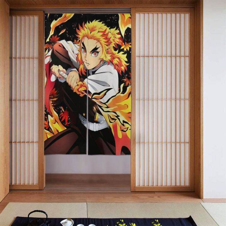 ปรับแต่งได้-34x56in-แผงม่านประตูลาย-demon-slayer-rengoku-kyoujuriu-ม่านประตูความร้อนเป็นลมฉนวนความปลอดภัยของประตูสำหรับหน้าต่าง-ห้องนั่งเล่น-ประตู