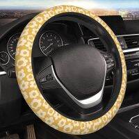 【YF】 Vintage Groovy Flowers Steering Wheel Cover Universal 15 Inch Cute Car Accessories Protector for Women Men Girls