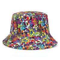 Fashion Summer Cotton Bucket Hat Double-Sided Can Be Worn Unisex Graffiti Printed Fisherman Hat Hip Hop Outdoor Hat Sun Hat