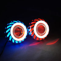 1Pcs LED รถจักรยานยนต์ Angel Eye ไฟหน้า LED Projector เลนส์ Universal Scooter Dual Halo Angel Devil Eye Spot Light โคมไฟเสริม