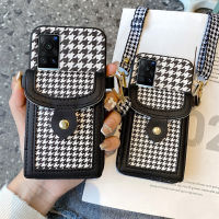 แฟชั่น Houndstooth กระเป๋าสตางค์สายคล้องไหล่กรณีสำหรับ S Amsung G Alaxy S22 S21 FE S20 S10 S9 S8พลัสหมายเหตุ9 10 P RO 20อัลตร้าปก