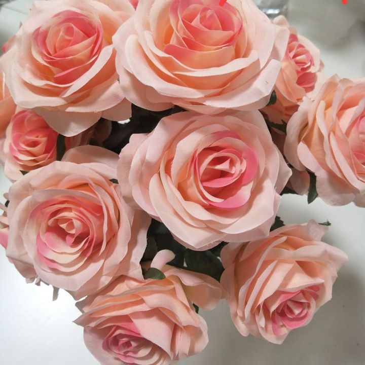 ayiq-flower-shop-จำลองสีส้มดอกกุหลาบผ้าไหมประดิษฐ์-acacia-rose-ช่อดอกไม้งานแต่งงานหน้าแรกห้องนั่งเล่นสวนโต๊ะการจัดดอกไม้-plant-decor