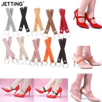 1 Pair Women Shoelace For High Heels Adjustable Elastic Shoe Strap Belt Ankle Holding Anti-Skid U-shaped Pearl Lazy Shoelace