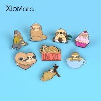 8 Styles Adorable Cute Sloth Koala Pin Cake Lazy Animal Flash Enamel Badge Denim Bag Cartoon Jewelry Kids Gift Brooch Lapel Pins