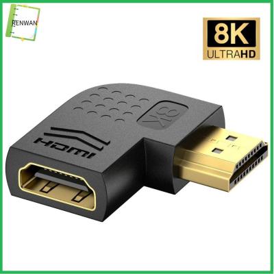 RENWAN สำหรับ PS5 /xbox รูปตัว L 90องศาองศา HDTV แล็ปท็อป ตัวแปลง HDMI 8K 60Hz อะแดปเตอร์2.1 HDMI ตัวผู้-ตัวเมีย