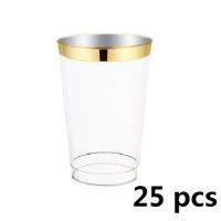 12OZ Gold ทิ้งถ้วยพลาสติกงานแต่งงาน Tumblers ถ้วย Bronzing Clear Party วันเกิดเครื่องดื่มไวน์เบียร์ถ้วย 25/50/100 pcs