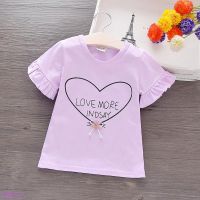 Kids Girls Summer Short Sleeve TShirt New Heart Design Round Collar Cotton Top bayi baju