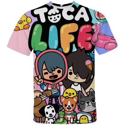 Hot Childrens Games Toca Life World T-shirt 3D Anime Toca Boca Life World Game T-shirt Childrens Top T-shirt Large Youth Street Clothing