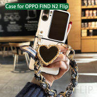 กรณีโทรศัพท์สำหรับ OPPO FIND N2 FLIP ที่ทำจากวัสดุหนังเทียม มีสายคล้องคอยาว สไตล์น่ารัก