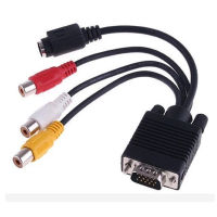 ตัวแปลงโน้ตบุคคอมพิวเตอร์ PC VGA เปลีี่ยนเป็น AV 3 RCA SVGA ไปยัง S-สายเคเบิลอะแดปเตอร์วิดีโอ IXIAN