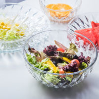 Vegetable and fruit salad glass bowl household tableware Japanese creative lovely net red dessert crystal transparent plate