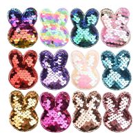 36PCS 2.4inch Sequin Bunnies for hair bows Kawaii Girls Hair Accessories Easter Accessories for Hairclip Barrette Hair Claw Hair Accessories