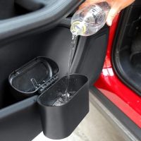 Portable Hanging Mini Car Trash Can Wastebasket Trash Can with Lid Automotive Trash Bin Holder Garbage Can Plastic Desktops