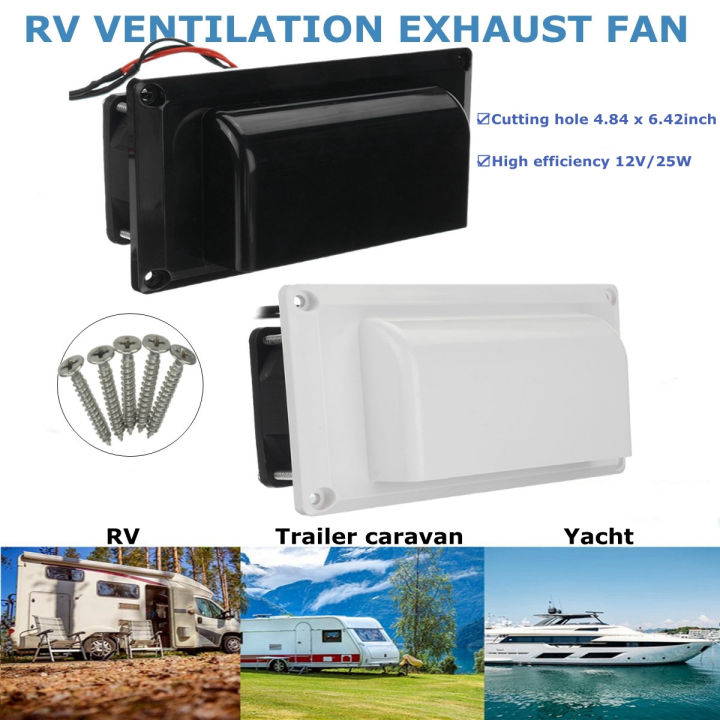 25W 12V RV Caravan Motorhome Trailer Side Air Vent Ventilation Exhaust Fan  White