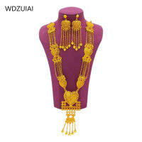 WDZUIAI 24K Trendy Tassles Necklace&amp;Earring Jewelry Set African Arab French Women Bridal Wedding Charm Jewelry Wife Gift BOHEMIA