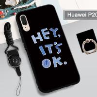 เคสโทรศัพท์ซิลิโคนแบบนิ่มสำหรับ Huawei P20เคสโทรศัพท์แบบกล่องคลุมทั้งหมดทาสีปกป้องโทรศัพท์กันรอยขีดข่วนสำหรับ Huawei P20ที่จับแบบตั้งเคสแถมฟรีห่วงโทรศัพท์ Huawei และสตริง