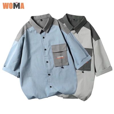 WOMA เสื้อเชิ้ตแขนสั้นสำหรับผู้ชาย,เสื้อยืดลำลองทรงหลวมสำหรับเสื้อเชิ้ตผู้ชายขนาดพิเศษฤดูร้อนแขนสั้น