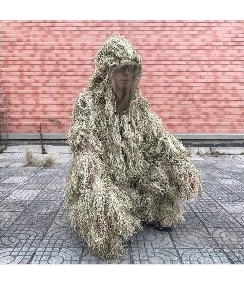 Ternos Ghillie camuflados 3D para homens, roupas de caça Sniper, tiro  tático militar, jogo de guerra, birdwatching, jaqueta e calça airsoft