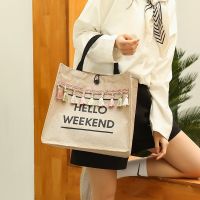 Large Capacity Beach Bags Straw Handbags Lady Bag Big Letter Linen Totes Casual Bag Tassel Shoulder Womens Bag 2022 Trend New