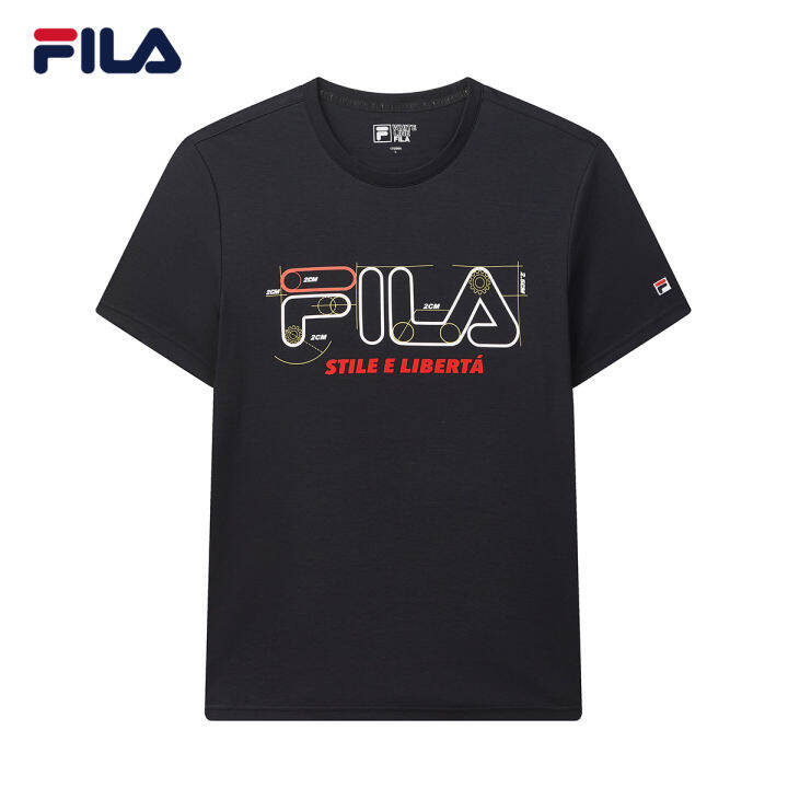 fila-เสื้อยืดแขนสั้นของผู้ชาย-เสื้อกีฬาพิมพ์ลายแฟชั่นใหม่ใส่สบาย