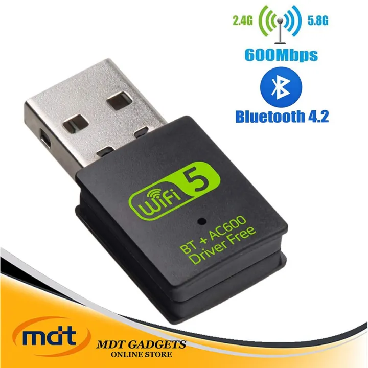 onze Verval Numeriek USB WiFi Bluetooth Adapter 600Mbps Dual Band 2.4/5Ghz Wireless External  Receiver Mini WiFi Dongle for PC/Laptop/Desktop | Lazada PH
