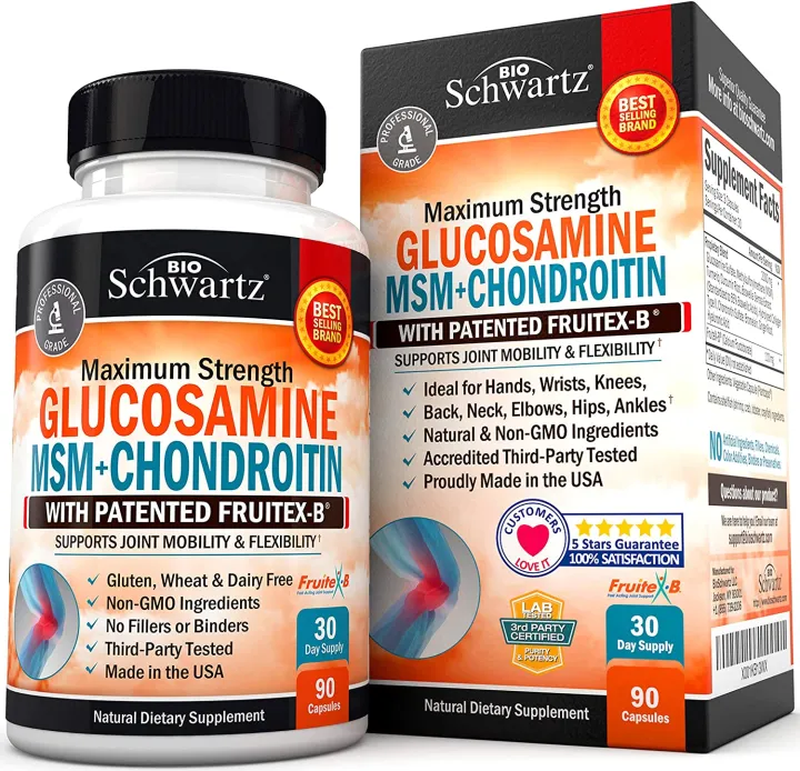 Glucosamine Chondroitin MSM Turmeric for Hip, Joint & Back Pain Relief