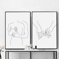 บทคัดย่อคู่ Modern Single Line Drawing พิมพ์ Love Black White โปสเตอร์-ของขวัญโรแมนติก Bedroom Wall Art ภาพวาดผ้าใบ Decor-เพิ่มสัมผัสความสง่างามให้กับบ้านของคุณ